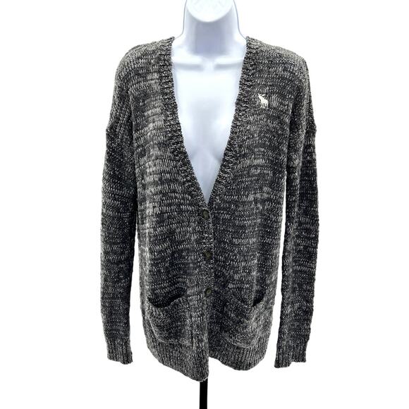 Abercrombie & Fitch Button Down Logo Loose Knit Cardigan XS-S Heritage Oxford - Picture 1 of 9